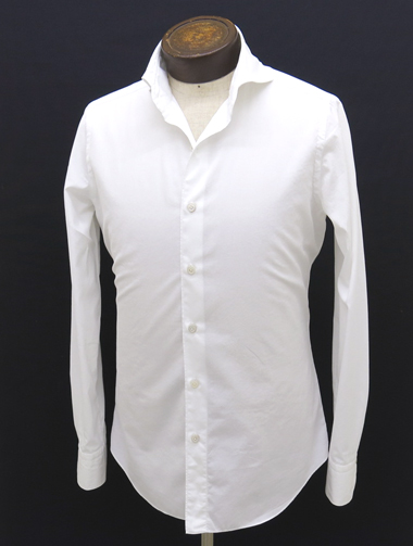Finamore（フィナモレ）　白無地 　コットンカジュアルシャツ　カッタウェイ　サイズ40　